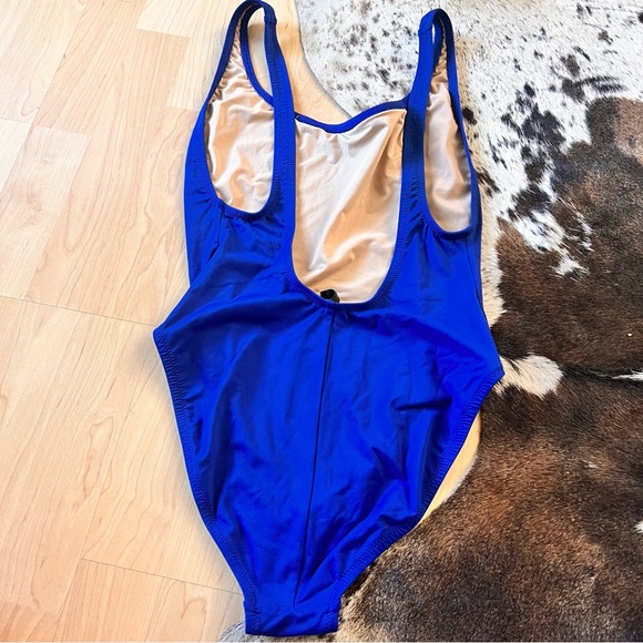 J. CREW Colbolt Blue Plunge Scoopback One Piece Swimsuit Size 4 - Picture 2 of 8